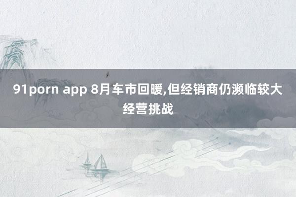 91porn app 8月车市回暖,但经销商仍濒临较大经营挑战