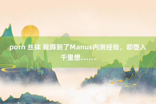 porn 丝袜 我蹲到了Manus内测经验，却堕入千里想……