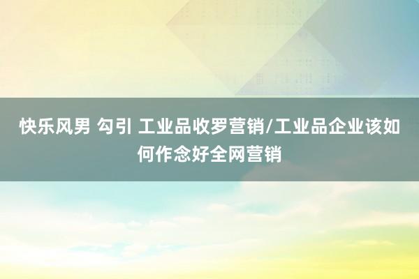 快乐风男 勾引 工业品收罗营销/工业品企业该如何作念好全网营销