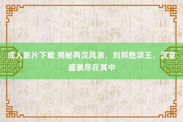 成人影片下载 揭秘两汉风浪，刘邦胜项王，汉室盛衰尽在其中