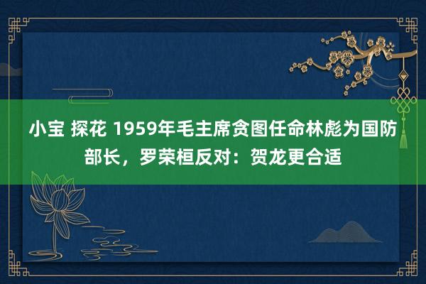 小宝 探花 1959年毛主席贪图任命林彪为国防部长，罗荣桓反对：贺龙更合适