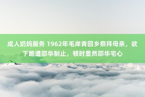 成人奶妈服务 1962年毛岸青回乡祭拜母亲，欲下跪遭邵华制止，顿时显然邵华宅心
