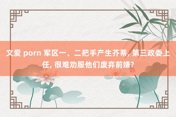 文爱 porn 军区一、二把手产生芥蒂, 第三政委上任, 很难劝服他们废弃前嫌?