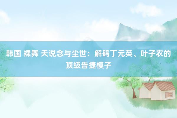 韩国 裸舞 天说念与尘世：解码丁元英、叶子农的顶级告捷模子
