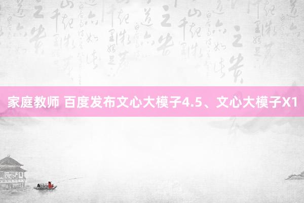家庭教师 百度发布文心大模子4.5、文心大模子X1